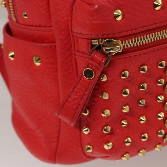 MCM Studs Backpack Leather Red Gold bst584-112825 - Picture 11 of 16